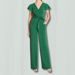 Ann Taylor Forest Green Wrap Jumpsuit
